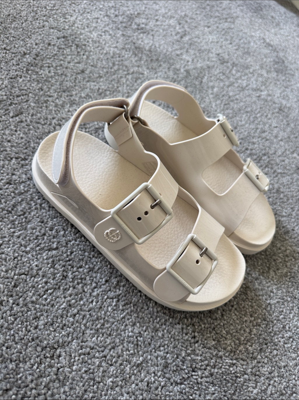 Gucci Cream Buckle Sandals